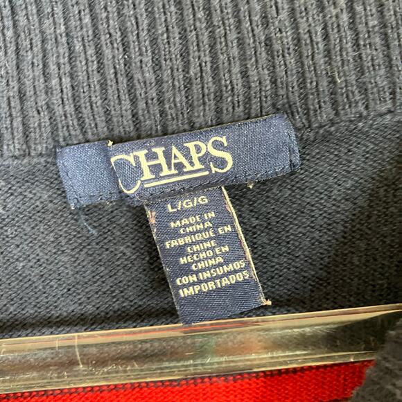 CHAPS | Sweater Navy Red Stripe Long Sleeve Bateau Neckline Womens Large - Picture 3 of 5